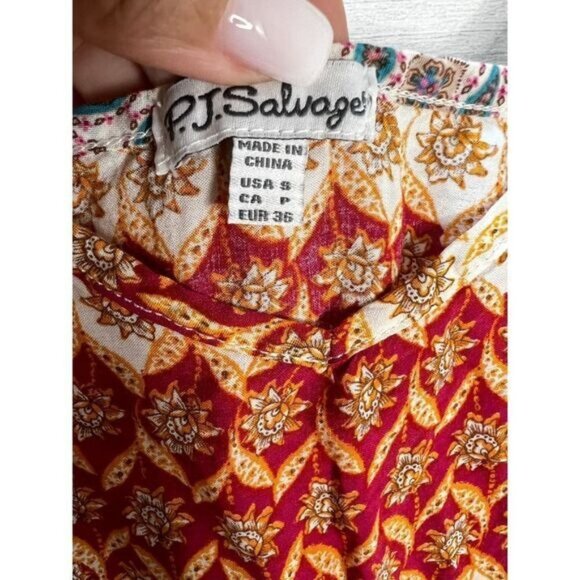 P.J. Salvage Womens Boho Adjustable Strap Sleeveless Printed Dress Multicolor Si - Picture 4 of 4
